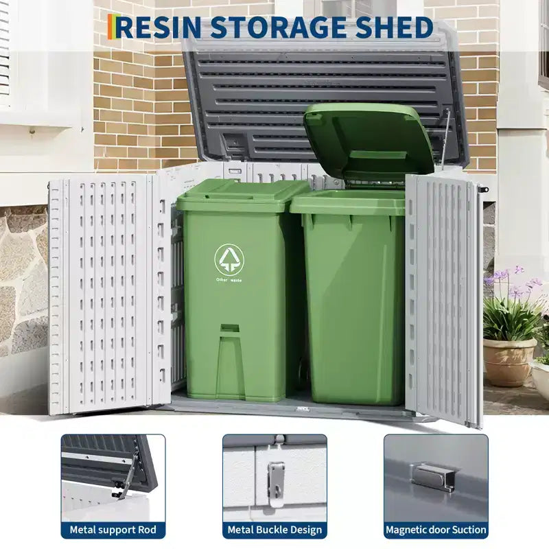 Armoire de rangement d'extérieur, Abri de rangement extérieur en résine étanche, pour poubelles