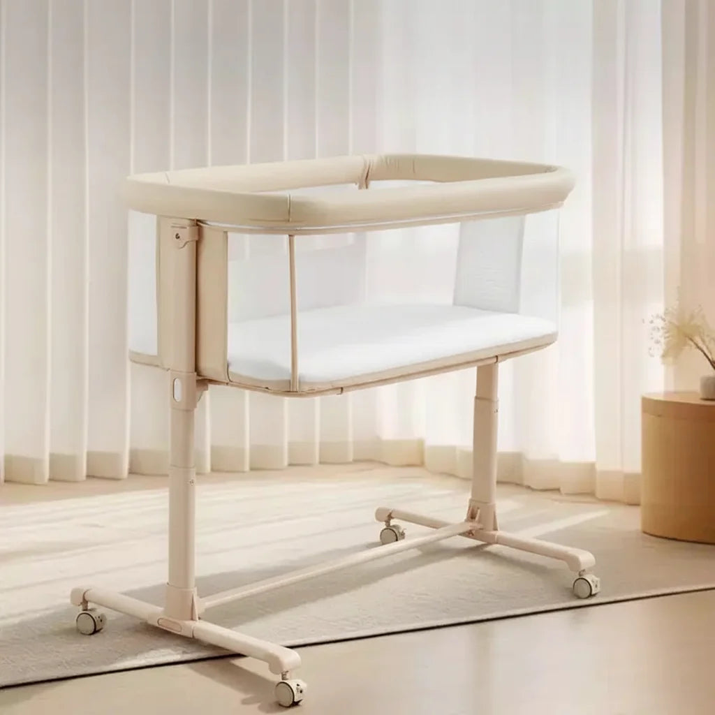 Berceau bébé avec roues 鈥?Beige / Gris / Rose, Cododo, pour 1 bébé