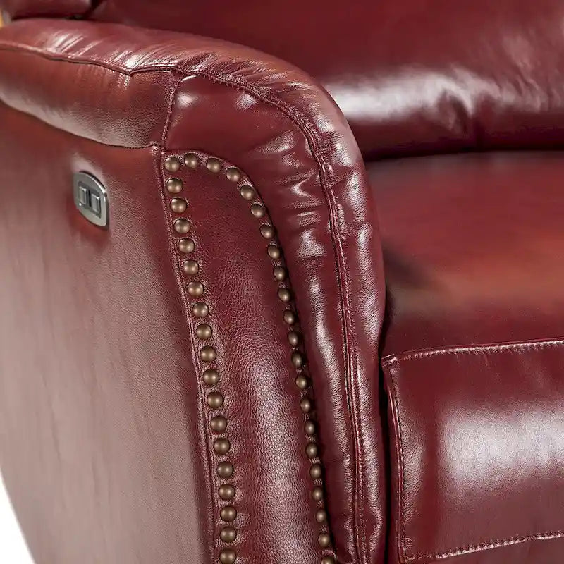Fauteuil inclinable électrique Eduardo en cuir véritable avec port USB (ensemble de 2)