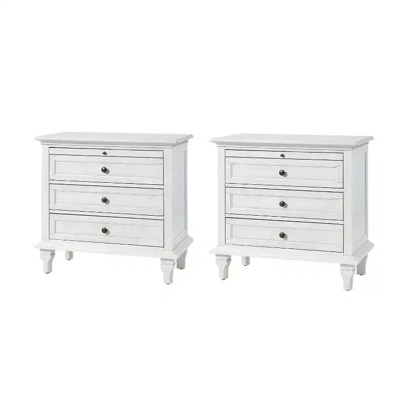 Table d'appoint Giorgio à 3 tiroirs avec prises intégrées, lot de 2 | HULALA HOME