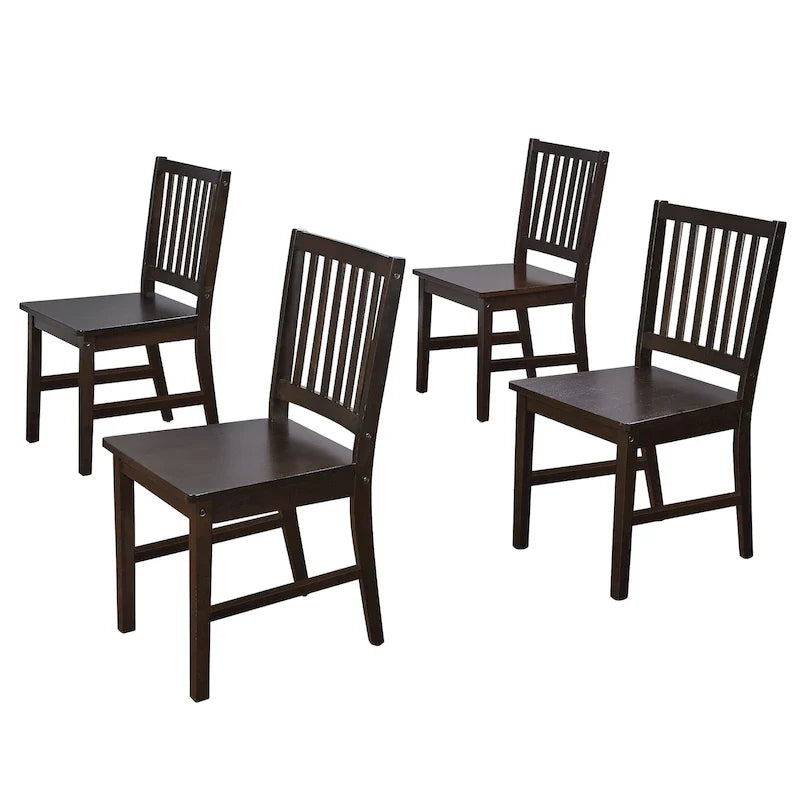 Lot de 4 chaises de salle à manger à barreaux en bois massif, cadre robuste, design classique, montage facile