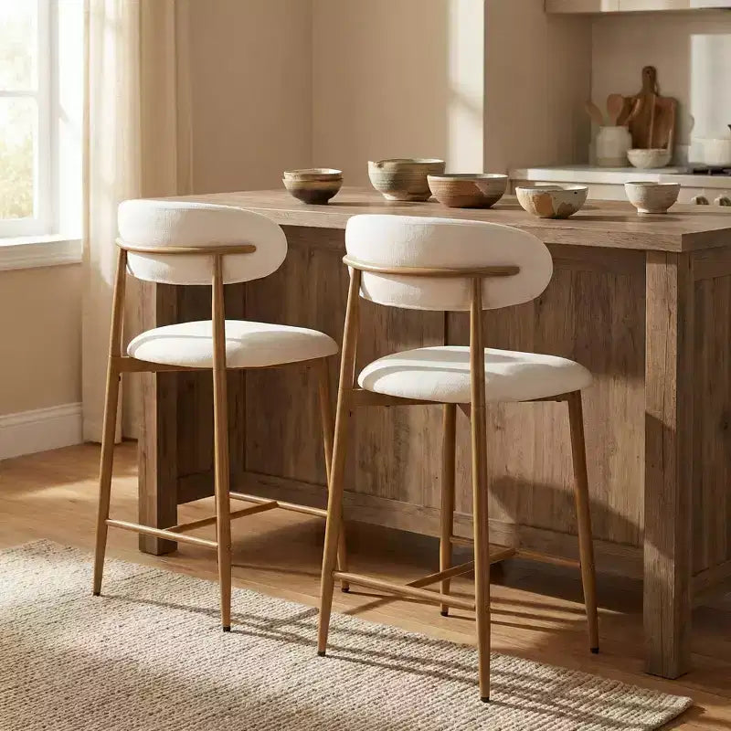 Tabouret de bar hauteur comptoir avec siège rembourré et pieds en métal, chaise d'îlot de cuisine moderne de 26,3 pouces