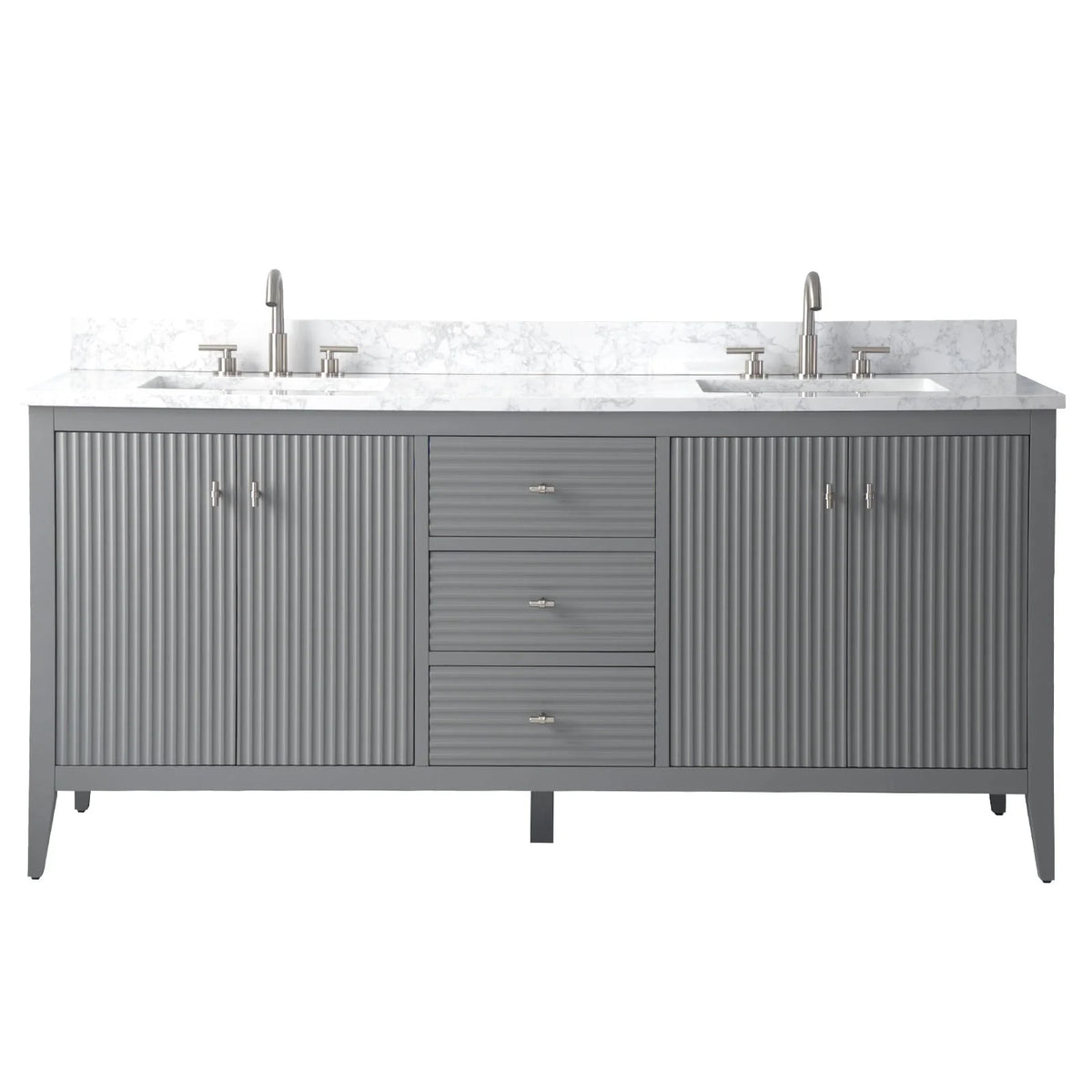Meuble-lavabo de salle de bain Vanity Art 72 po à double vasque avec dessus en marbre reconstitué