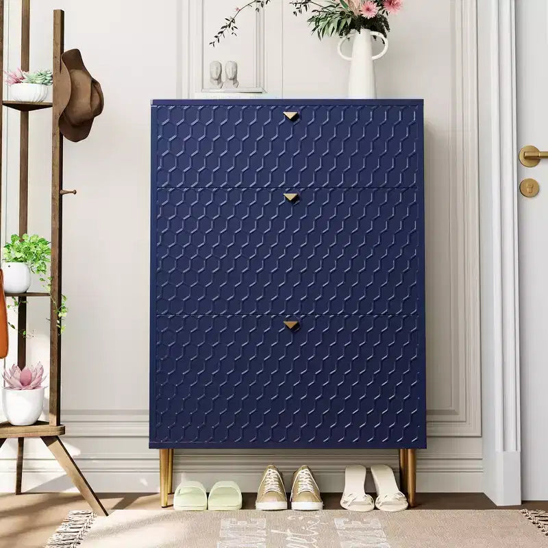CLIHOME Meuble à chaussures d'entrée 24 paires, avec tiroirs basculants, étagère de rangement