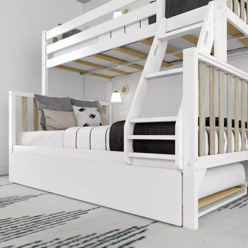 Lit superposé Max & Lily une place au-dessus d'un lit double avec lit gigogne, lits superposés pour enfants en bois massif de style scandinave