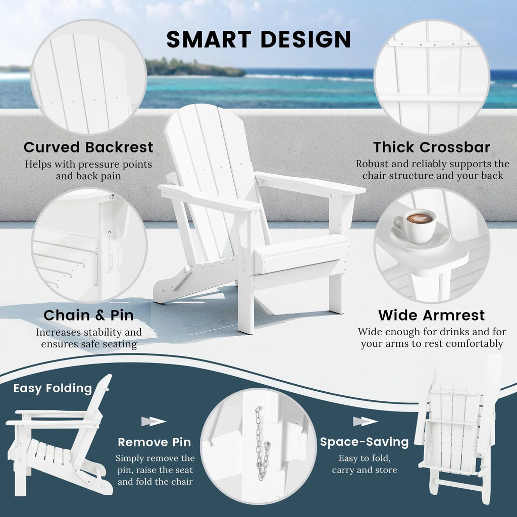 Chaise Adirondack pliante d'extérieur tout temps Polytrends Laguna résistante à la décoloration pour patio