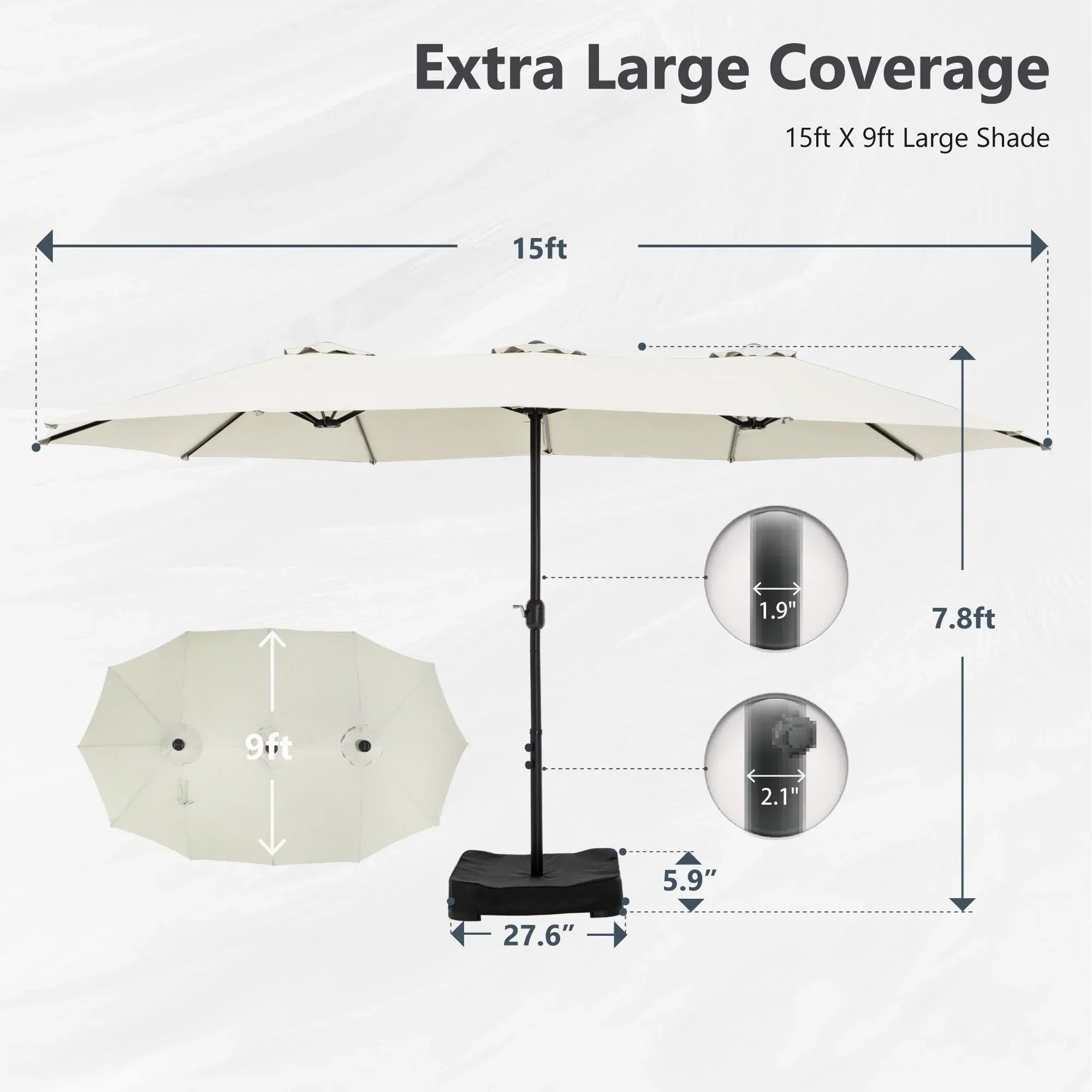MAISON ARTS Grand Parasol Double Face de 4,5 m avec Base Incluse pour Patio