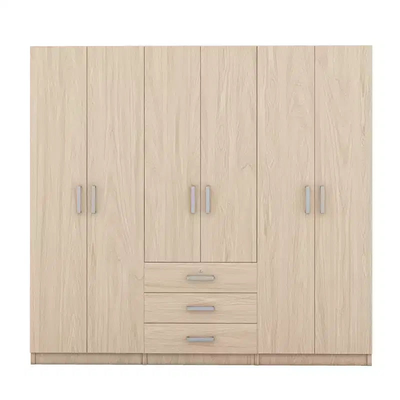 Armoire 6 portes en bois avec tiroirs pour chambre à coucher