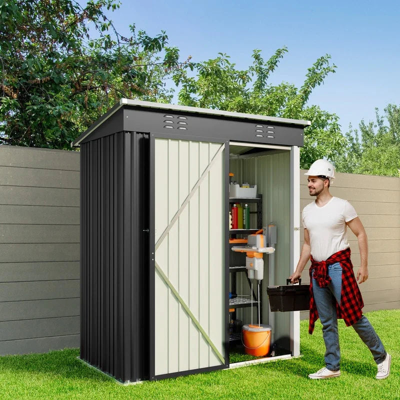 Abri de jardin en métal pour outils avec porte verrouillable pour mobilier de jardin et outils