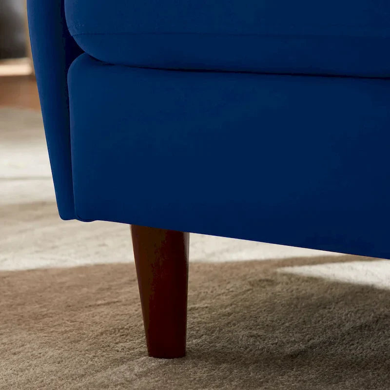 28.34W Lot de 2 fauteuils d'appoint, fauteuil barillet en velours avec pieds en bois massif