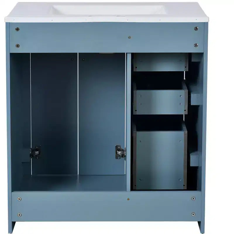 Meuble-lavabo de salle de bain à évier simple de 76 cm avec armoire et 3 tiroirs – Noir / Bleu / Vert / Indigo / Blanc