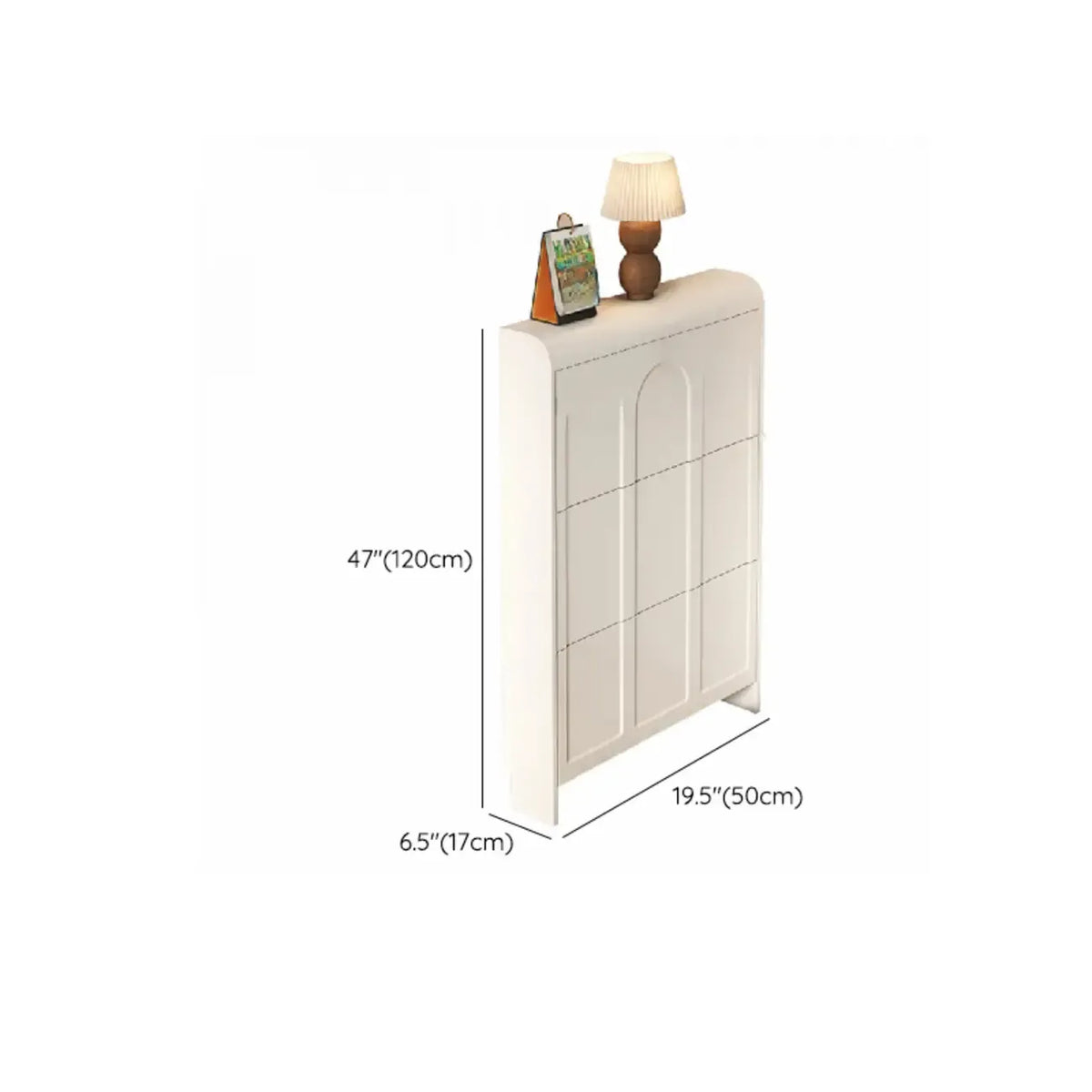 Meuble à chaussures blanc en bois 3 niveaux avec façade rabattable Slim