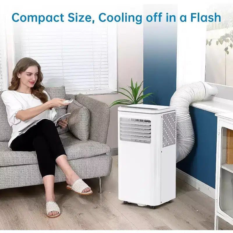 Climatiseur portable 10 000 BTU, Climatiseur de maison avec télécommande pour pièce jusqu'à 42 m², fonctions 3-en-1/minuterie 24h/roulettes