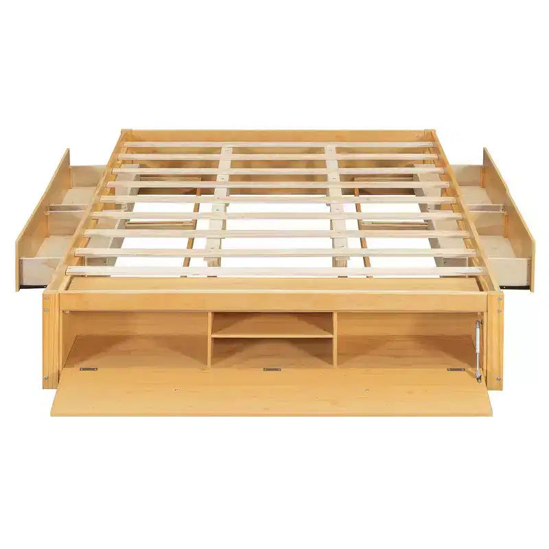 Cadre de lit plateforme Whisen Queen avec 4 tiroirs de rangement et rangement dans le pied de lit