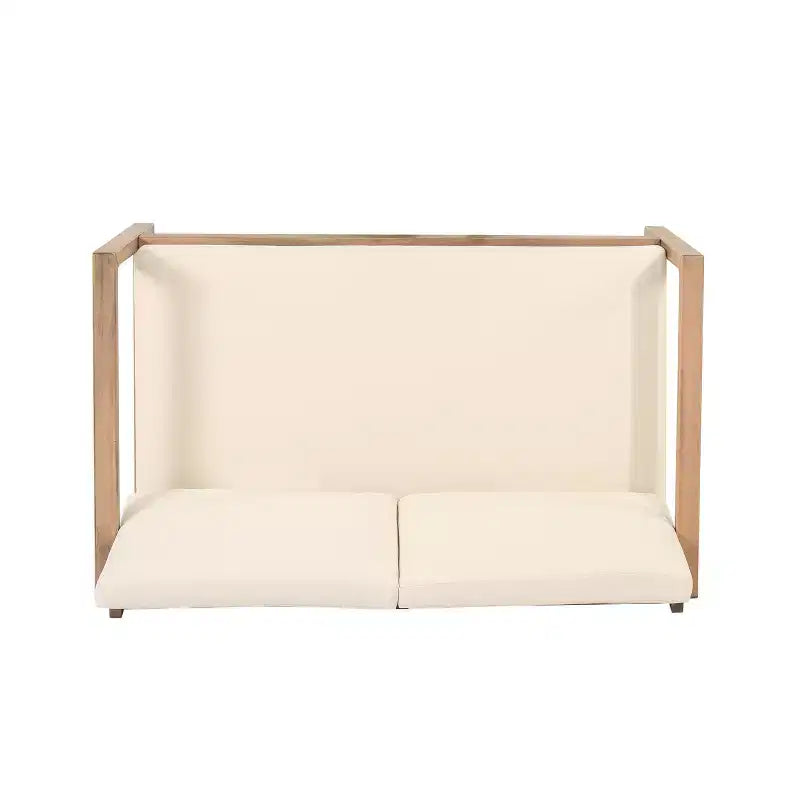 Ensemble de meubles de patio en bois d'acacia, ensemble de conversation extérieur avec table basse et coussins moelleux pour jardin, véranda et balcon, Beige - Merax