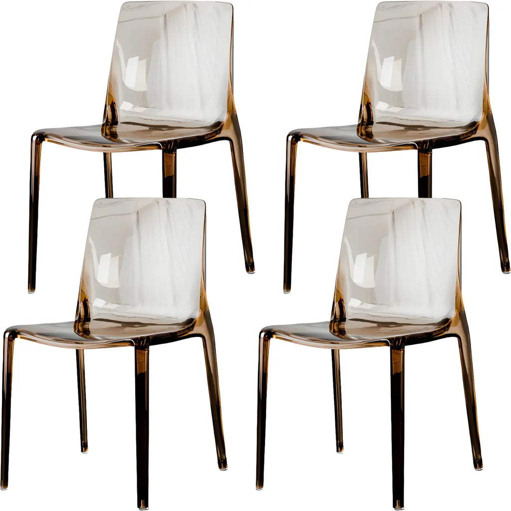 Chaise de salle à manger sans accoudoirs à dossier bas en acrylique ambre
