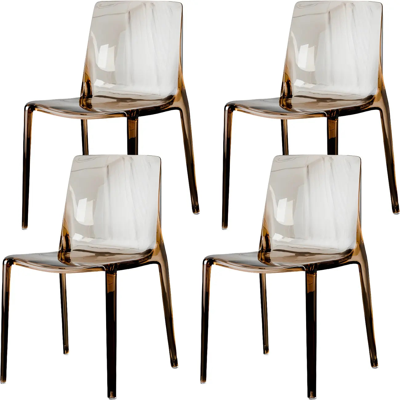 Chaise de salle à manger sans accoudoirs à dossier bas en acrylique ambre