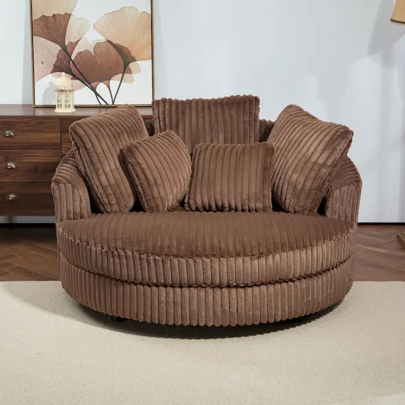 Fauteuil Moderne Rond Avec 5 Coussins Et Pouf Optionnel