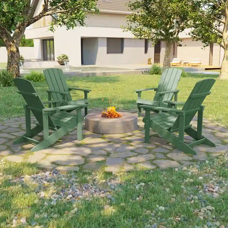 Chaises Adirondack d'extérieur en bois résistantes aux intempéries Bonosuki - Lot de 4