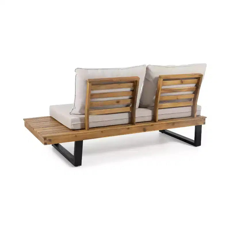 Canapé d'angle d'extérieur en forme de L, ensemble de loisirs pour patio, ensemble de sièges de conversation de jardin avec table basse et coussins résistants à l'eau - ModernLuxe