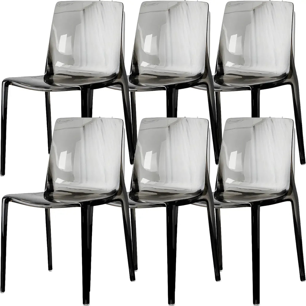 Chaise de salle à manger sans accoudoirs à dossier bas en acrylique ambre
