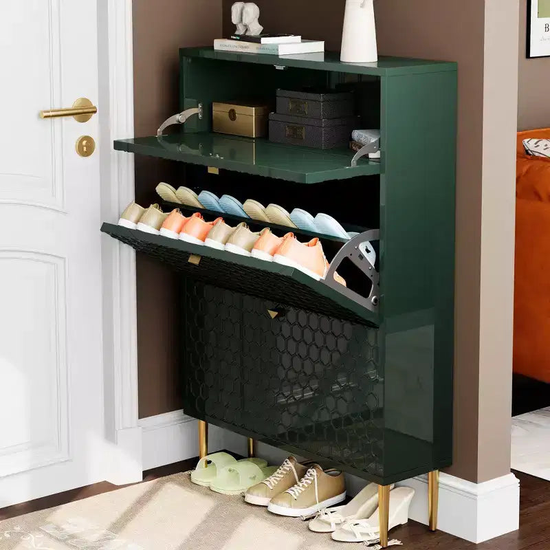 CLIHOME Meuble à chaussures d'entrée 24 paires, avec tiroirs basculants, étagère de rangement