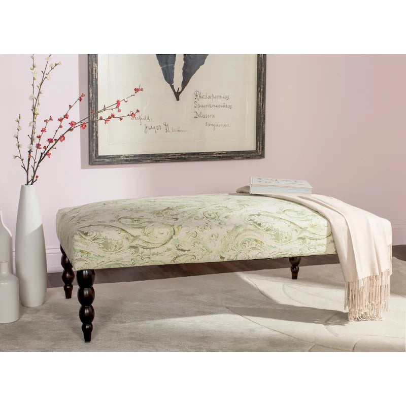 Banc imprimé cachemire vert Alina de SAFAVIEH - 0 - 47 L x 26 P x 16 H - 47Lx26Px16H