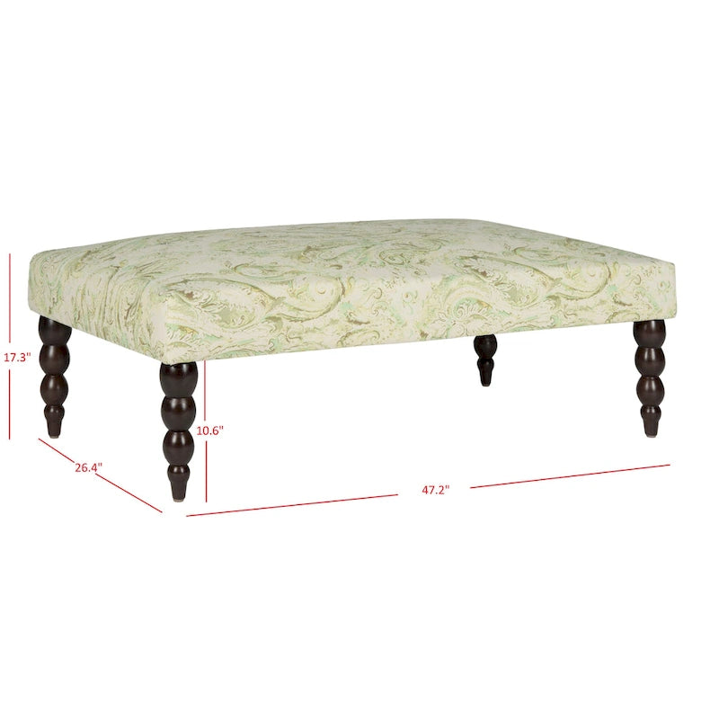 Banc imprimé cachemire vert Alina de SAFAVIEH - 0 - 47 L x 26 P x 16 H - 47Lx26Px16H
