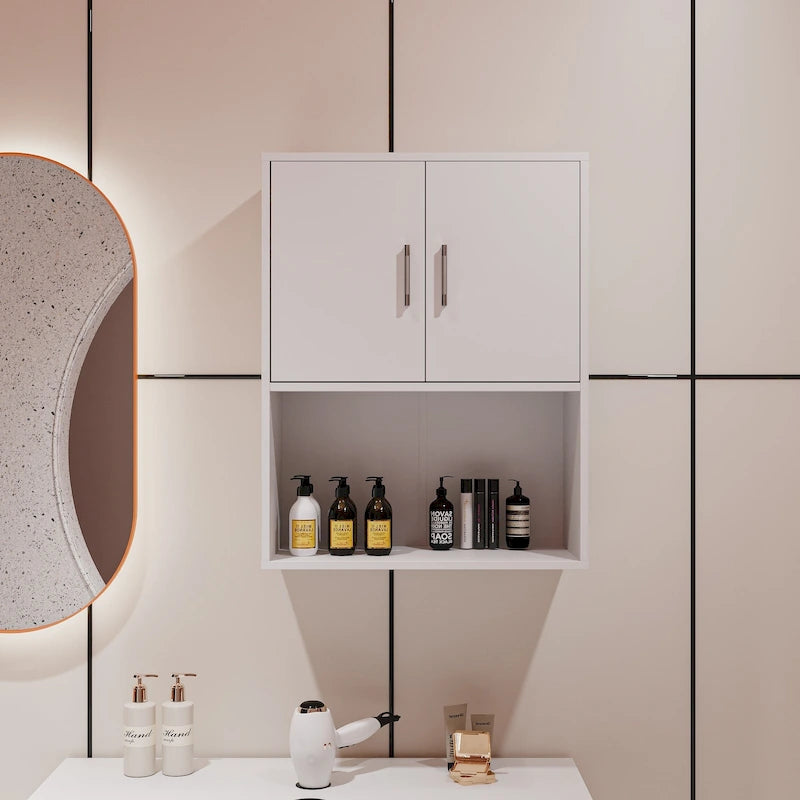 Meuble de rangement mural flottant en bois pour poste de lavage de barbier