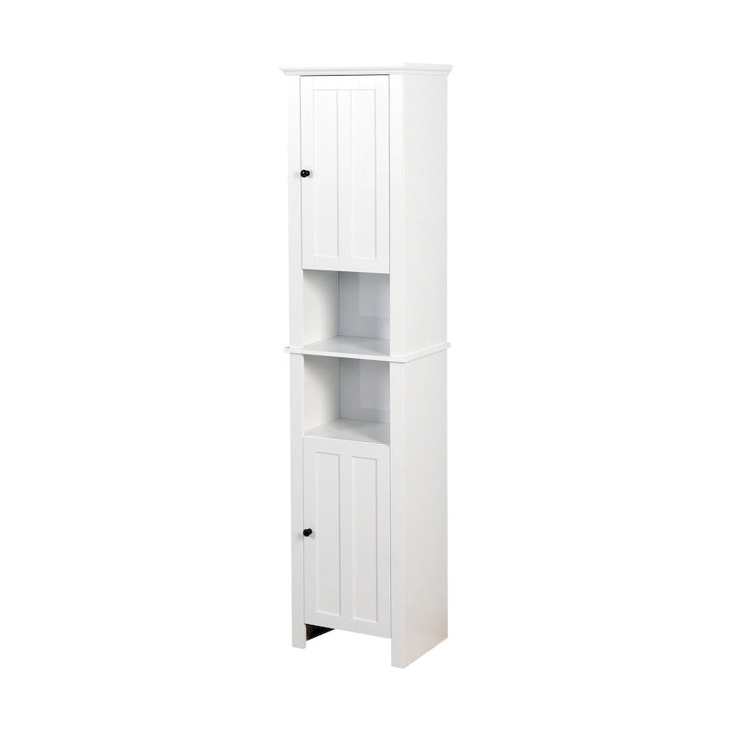 Meuble de rangement haut de salle de bain avec 2 portes, meuble de rangement en bois pour salon avec 6 étagères, 40 x 30 x 170 cm