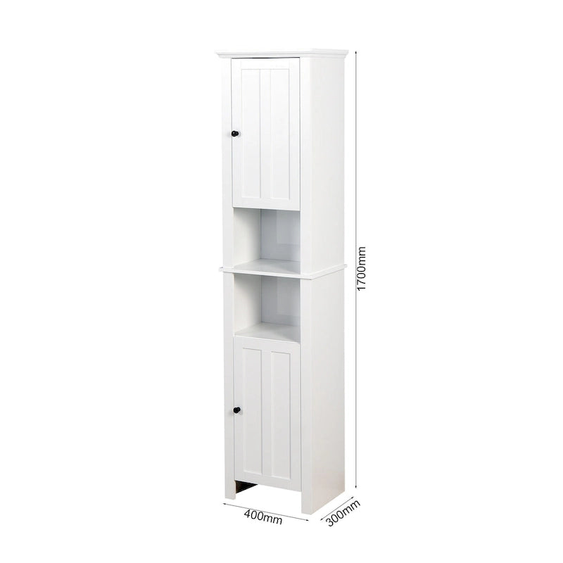 Meuble de rangement haut de salle de bain avec 2 portes, meuble de rangement en bois pour salon avec 6 étagères, 40 x 30 x 170 cm