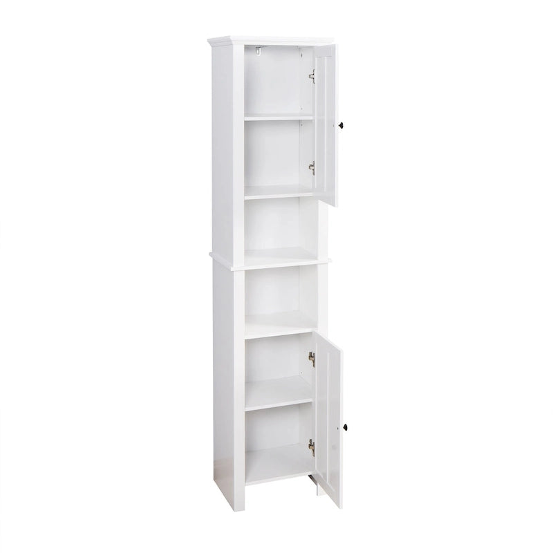 Meuble de rangement haut de salle de bain avec 2 portes, meuble de rangement en bois pour salon avec 6 étagères, 40 x 30 x 170 cm