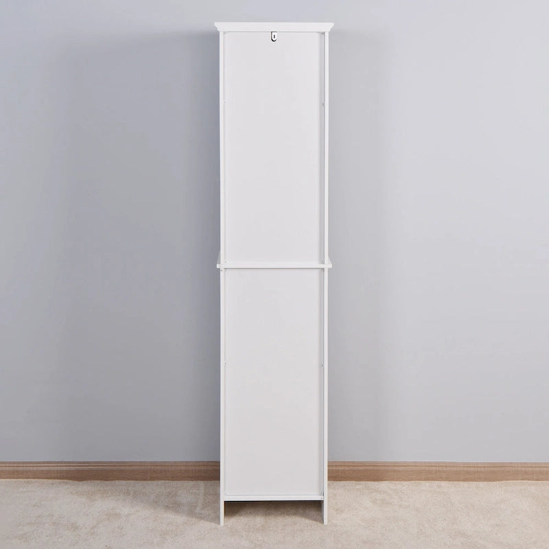 Meuble de rangement haut de salle de bain avec 2 portes, meuble de rangement en bois pour salon avec 6 étagères, 40 x 30 x 170 cm