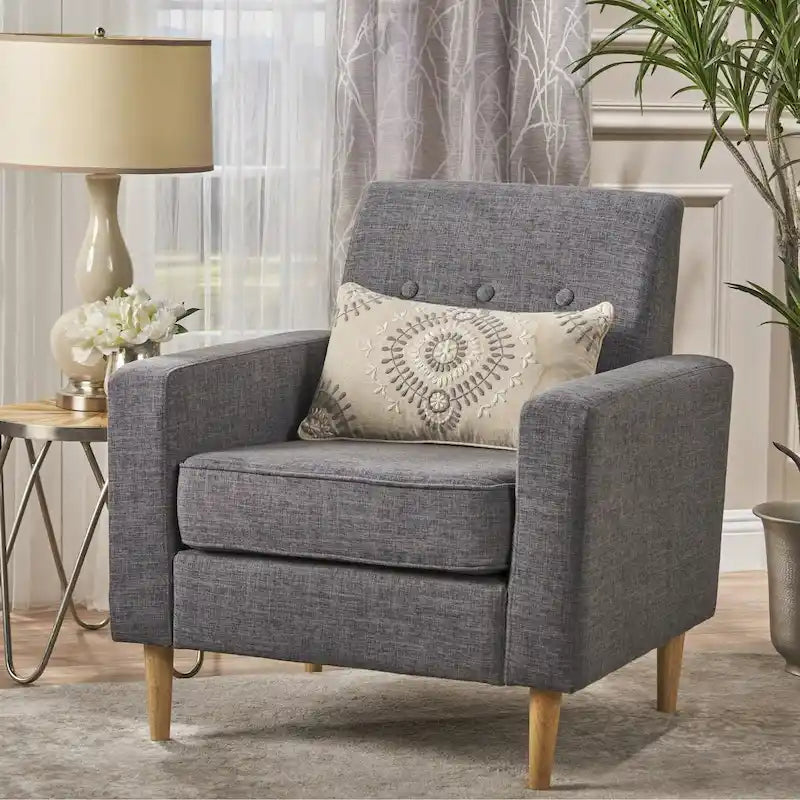 Fauteuil Club en Tissu Mid-Century Moderne Sawyer
