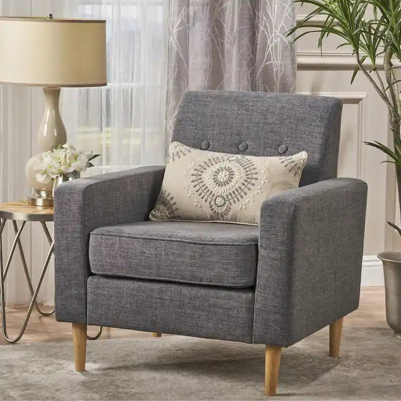 Fauteuil Club en Tissu Mid-Century Moderne Sawyer