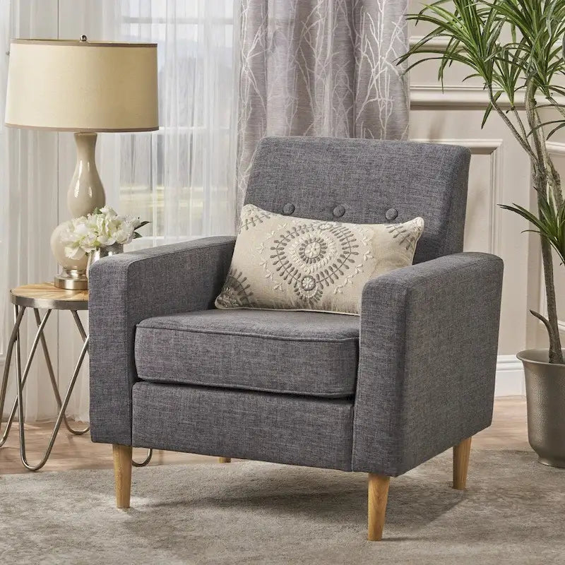 Fauteuil Club en Tissu Mid-Century Moderne Sawyer