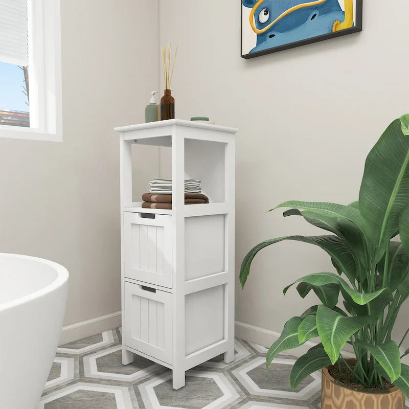 Meuble de salle de bain avec 2 tiroirs et 1 étagère de rangement