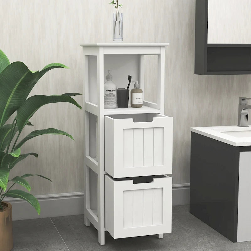 Meuble de salle de bain avec 2 tiroirs et 1 étagère de rangement