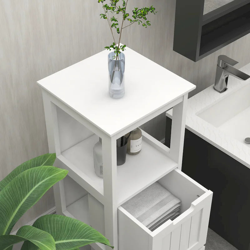 Meuble de salle de bain avec 2 tiroirs et 1 étagère de rangement