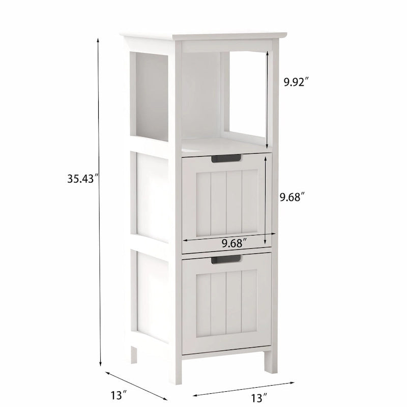 Meuble de salle de bain avec 2 tiroirs et 1 étagère de rangement