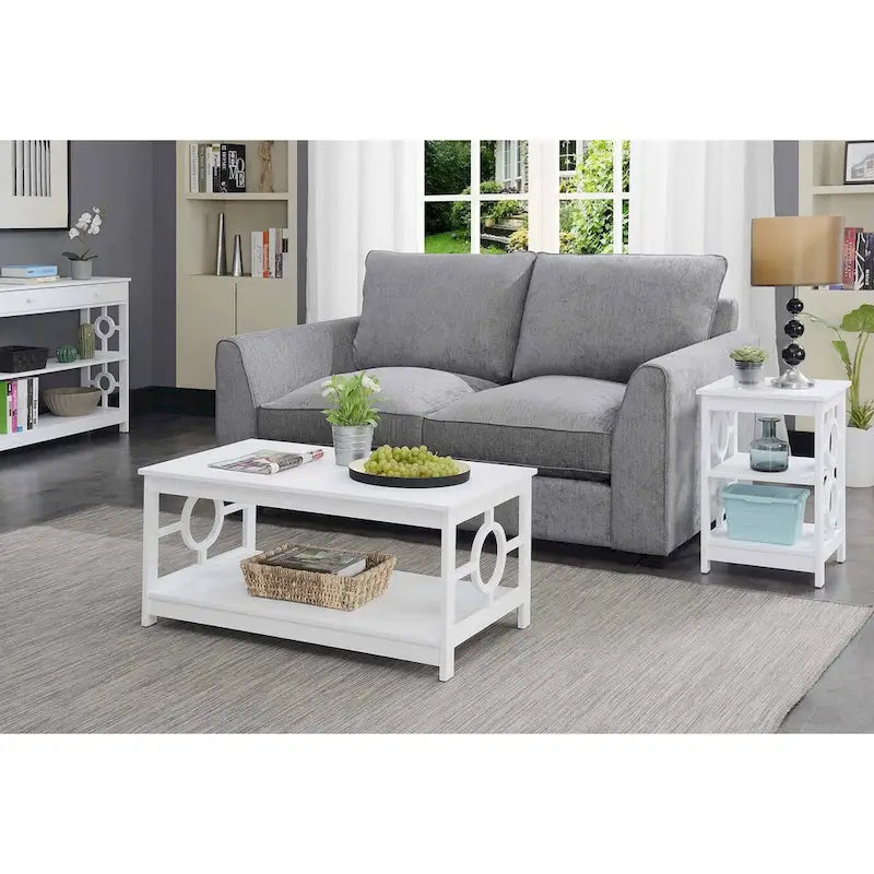Table basse circulaire avec étagère