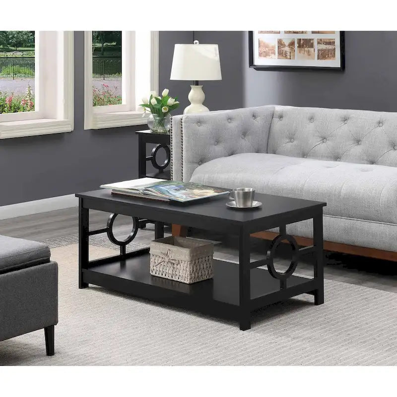Table basse circulaire avec étagère