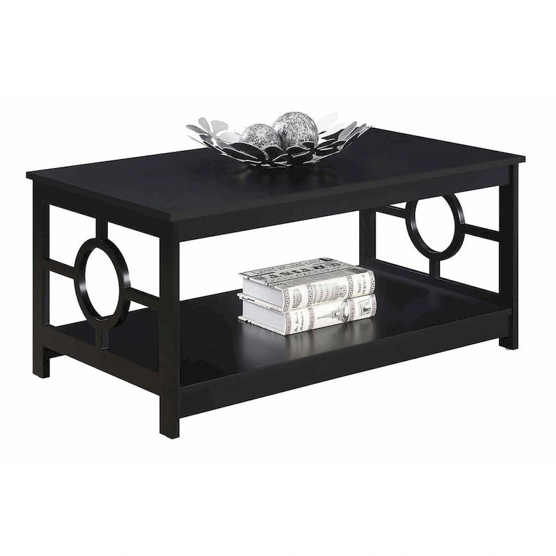 Table basse circulaire avec étagère