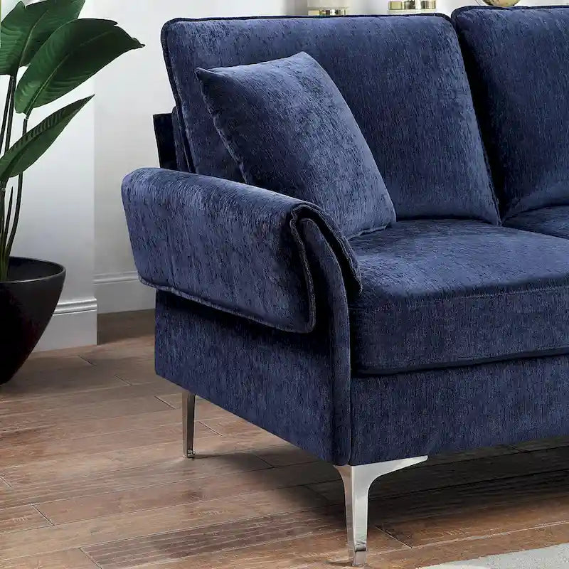 Canapé d'angle rembourré en chenille contemporain