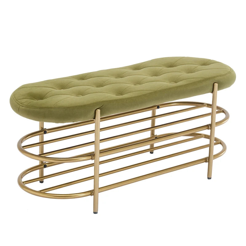 Bout de banc capitonné en velours pour salon/chambre