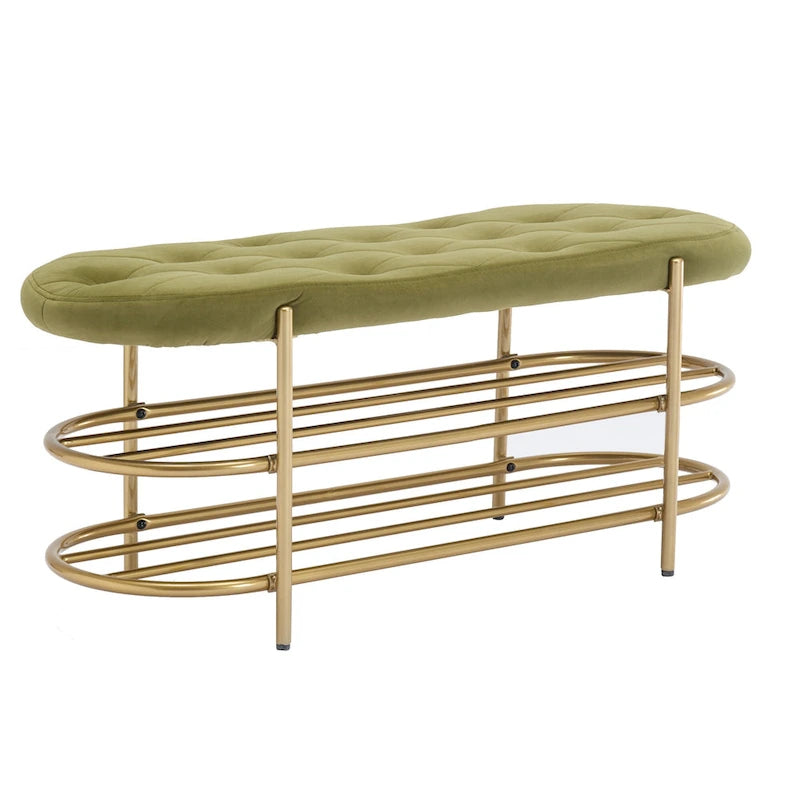 Bout de banc capitonné en velours pour salon/chambre
