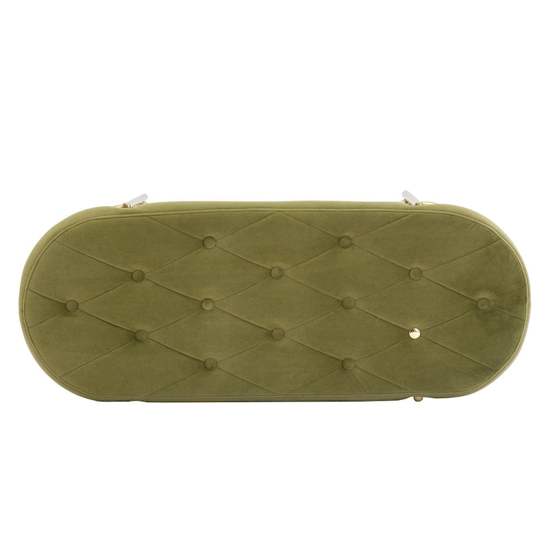 Bout de banc capitonné en velours pour salon/chambre