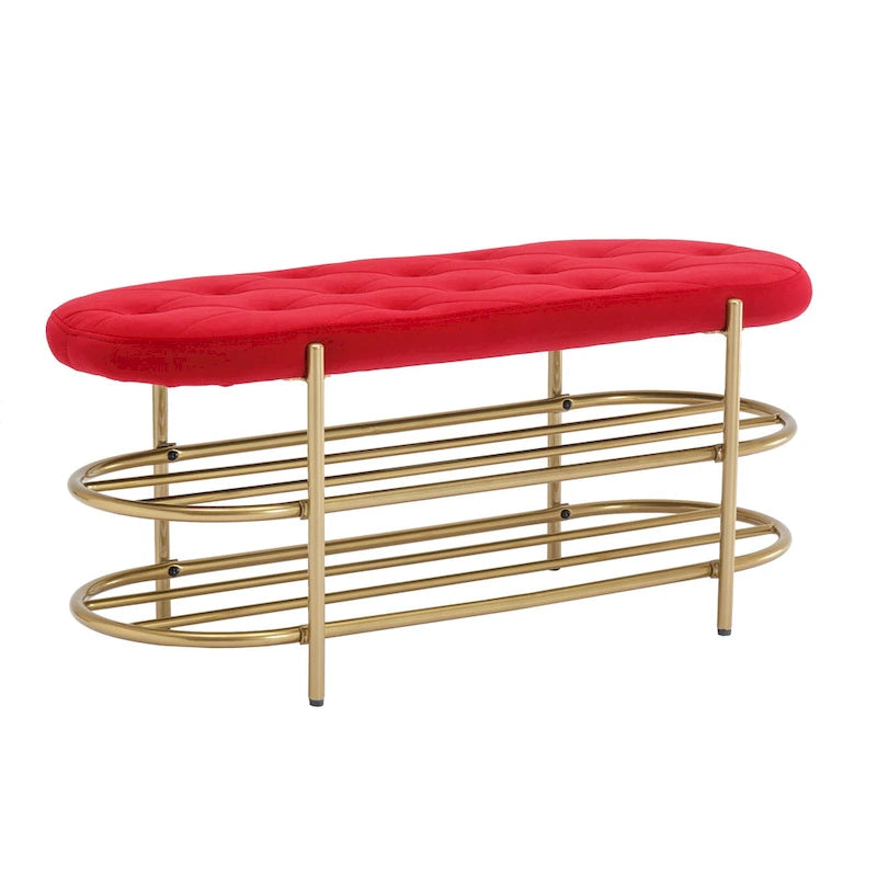 Bout de banc capitonné en velours pour salon/chambre