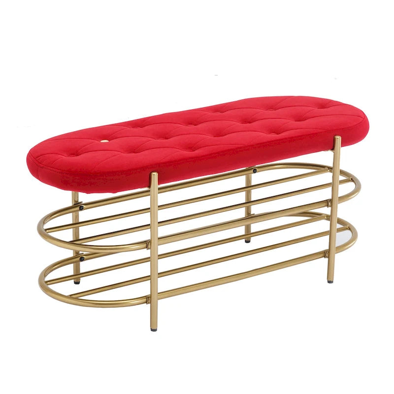 Bout de banc capitonné en velours pour salon/chambre