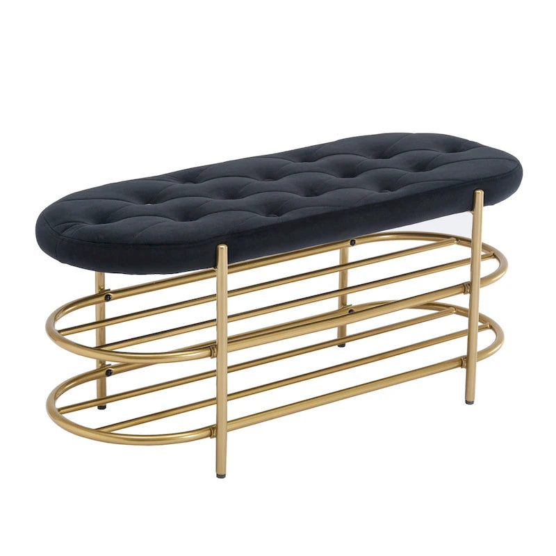 Bout de banc capitonné en velours pour salon/chambre